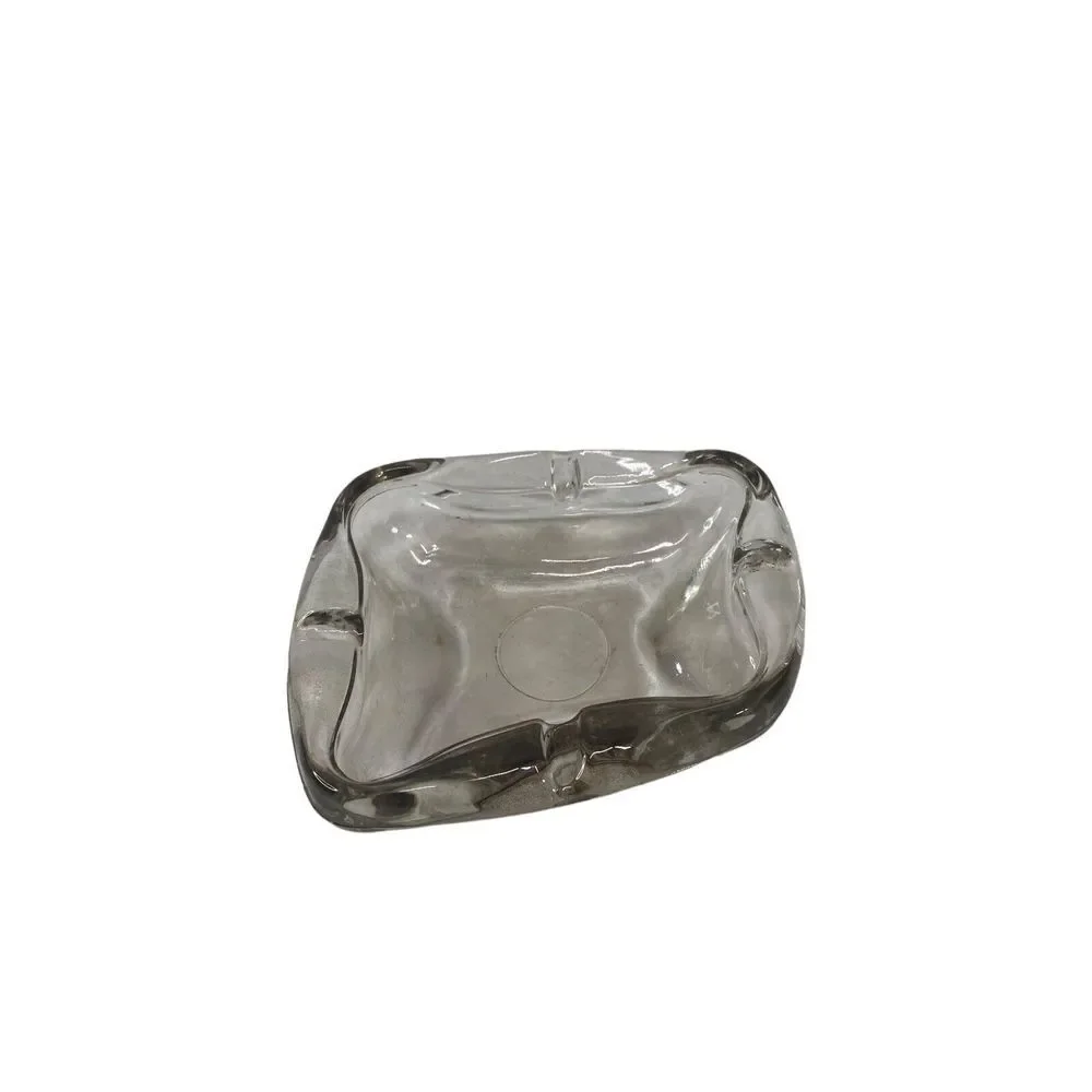 Vintage Thick Glass Ashtray 70's Vintage Glass Cigarette Holder MCM - Picture 9 of 16